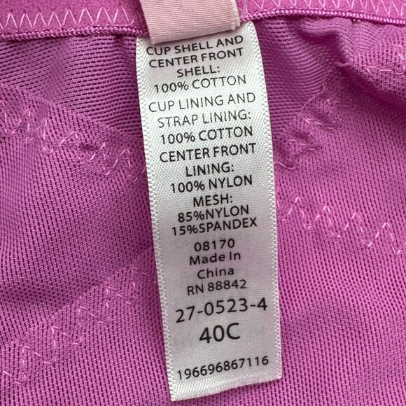 Comfort Choice Bra Womens Size 40C Multicolor Floral Front Closure Mesh Wireless - Picture 6 of 7